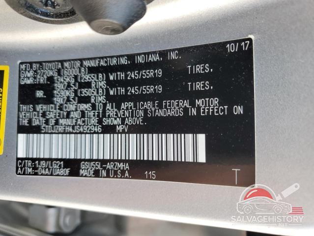 5TDJZRFH4JS492946 2018 TOYOTA HIGHLANDER photo no. 14