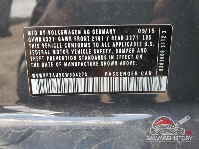 WVWKP7AU9GW904273 2016 VOLKSWAGEN GOLF photo no. 12