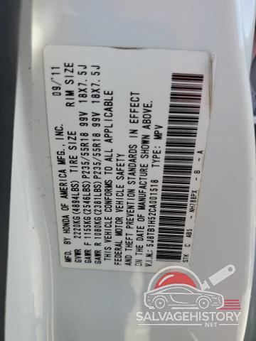 5J8TB1H52CA001518 2012 ACURA RDX photo no. 12