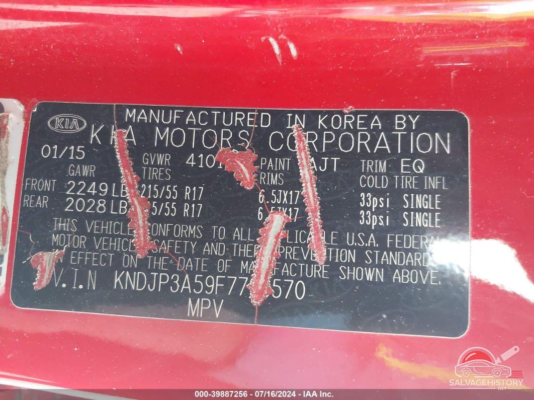 KNDJP3A59F7793570 2015 KIA SOUL photo no. 9