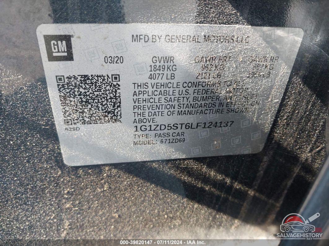 1G1ZD5ST6LF124137 2020 CHEVROLET MALIBU photo no. 9