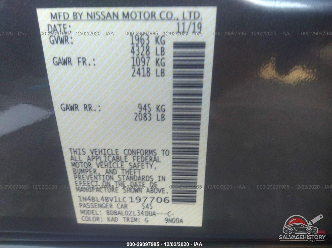 1N4BL4BV1LC197706 2020 NISSAN ALTIMA photo no. 9