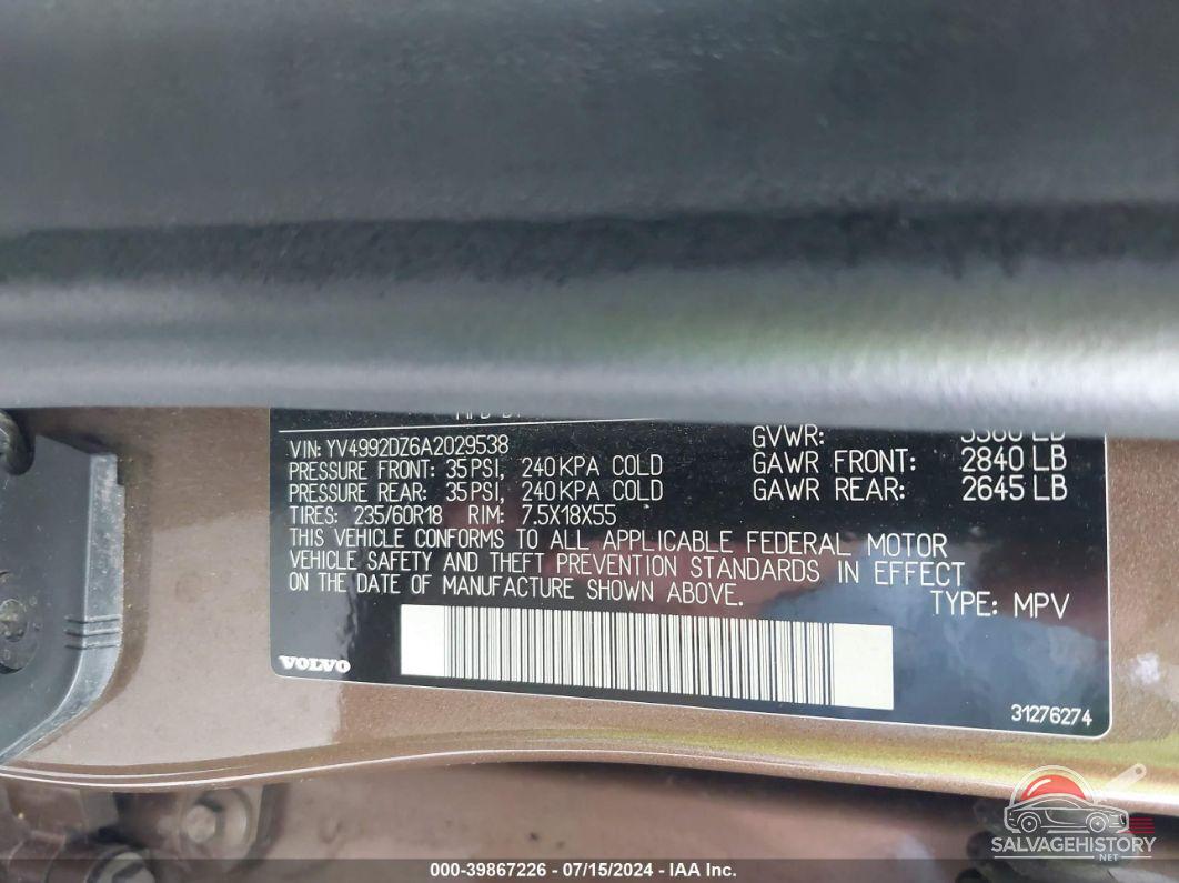 YV4992DZ6A2029538 2010 VOLVO XC60 photo no. 9