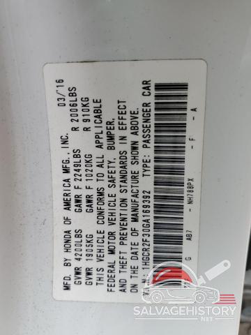 1HGCR2F30GA169392 2016 HONDA ACCORD photo no. 12