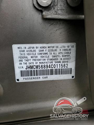 JHMCM56894C011562 2004 HONDA ACCORD photo no. 12