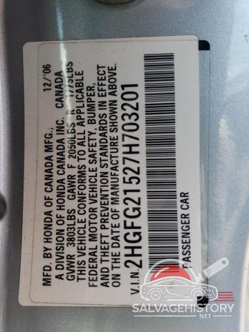 2HGFG21527H703201 2007 HONDA CIVIC photo no. 13