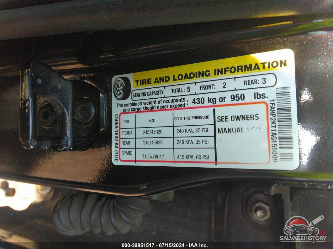 1FAHP2KT1AG155009 2010 FORD TAURUS photo no. 9