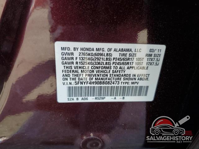5FNYF4H90BB082473 2011 HONDA PILOT photo no. 13