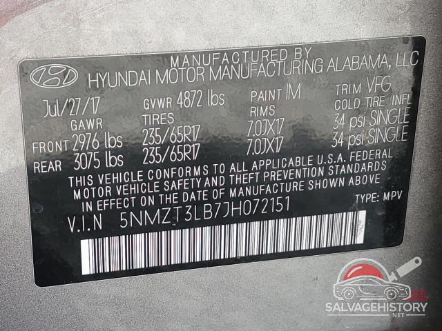 5NMZT3LB7JH072151 2018 HYUNDAI SANTA FE photo no. 13