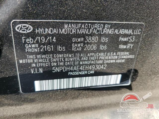 5NPDH4AE4EH493042 2014 HYUNDAI ELANTRA photo no. 12