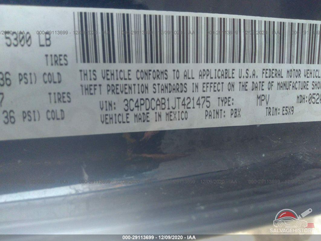 3C4PDCAB1JT421475 2018 DODGE JOURNEY photo no. 9