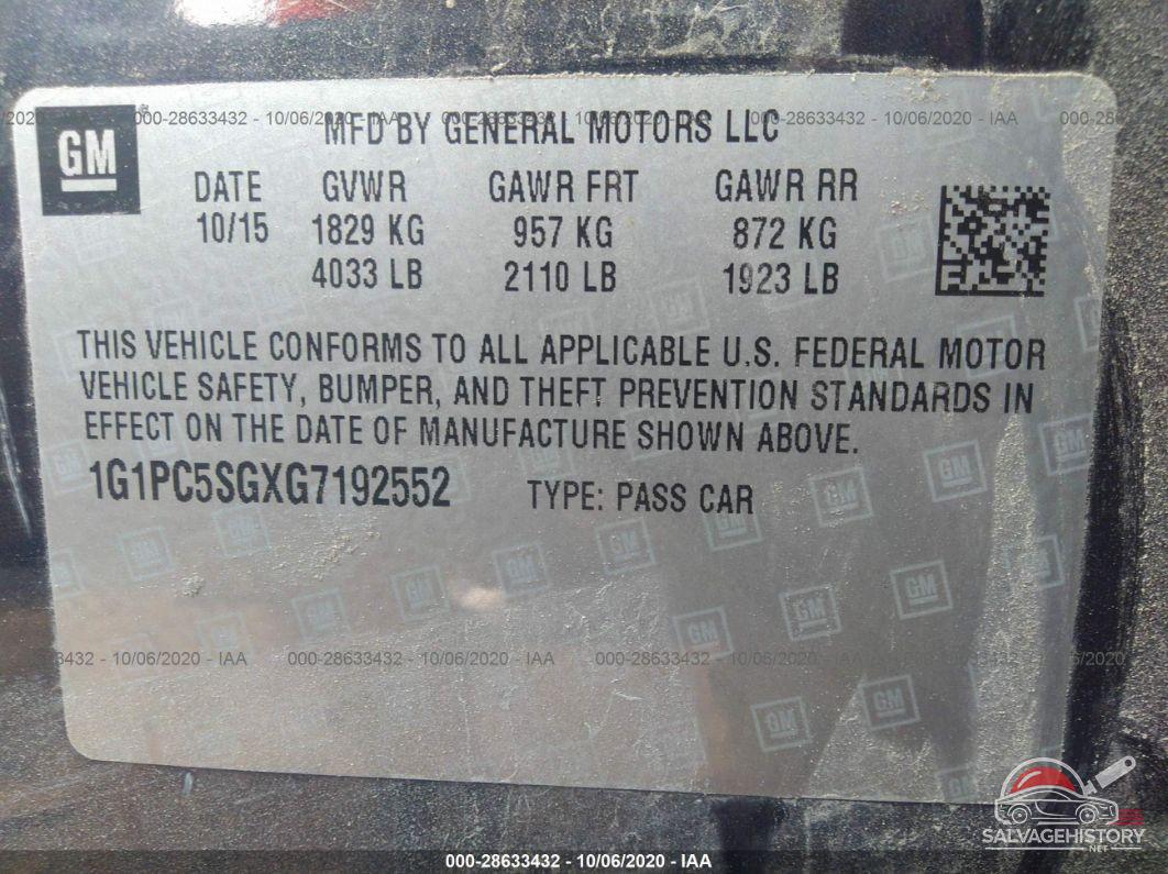 1G1PC5SGXG7192552 2016 CHEVROLET CRUZE LIMITED photo no. 9