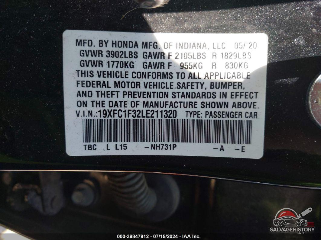 19XFC1F32LE211320 2020 HONDA CIVIC photo no. 9