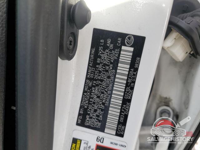 58AGZ1B18NU138759 2022 LEXUS ES350 photo no. 12