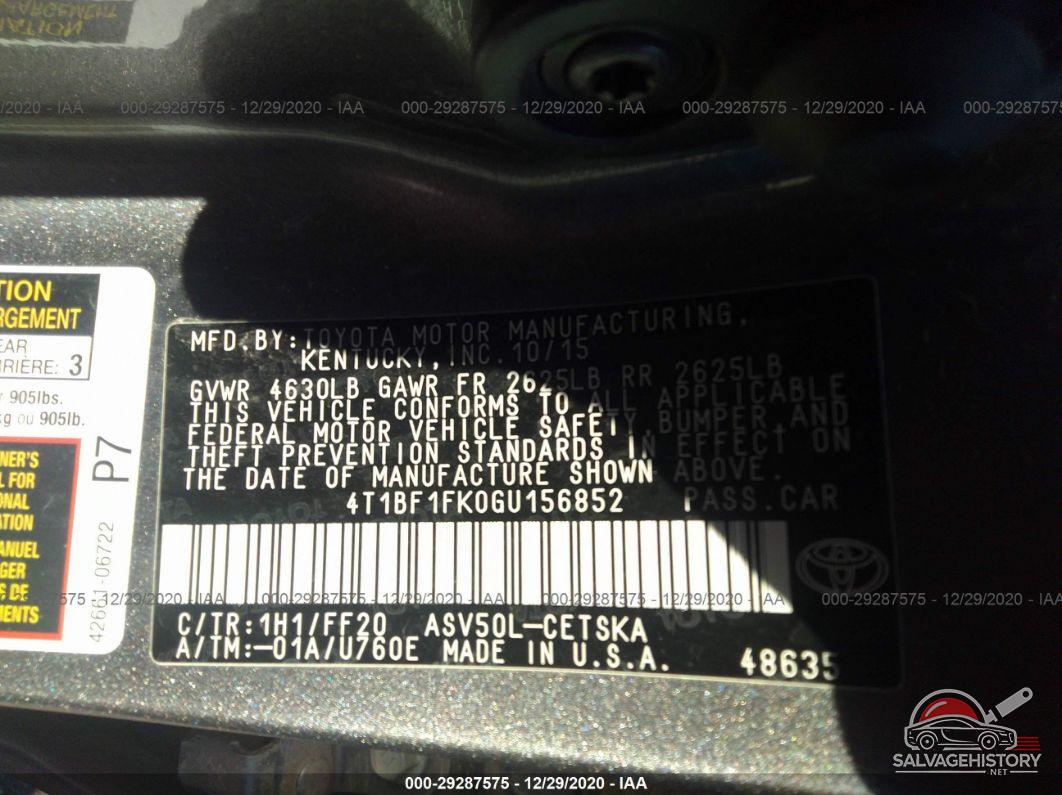 4T1BF1FK0GU156852 2016 TOYOTA CAMRY photo no. 9