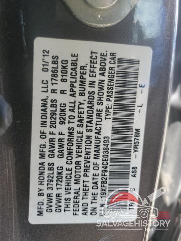 19XFB2F94CE038493 2012 HONDA CIVIC photo no. 12