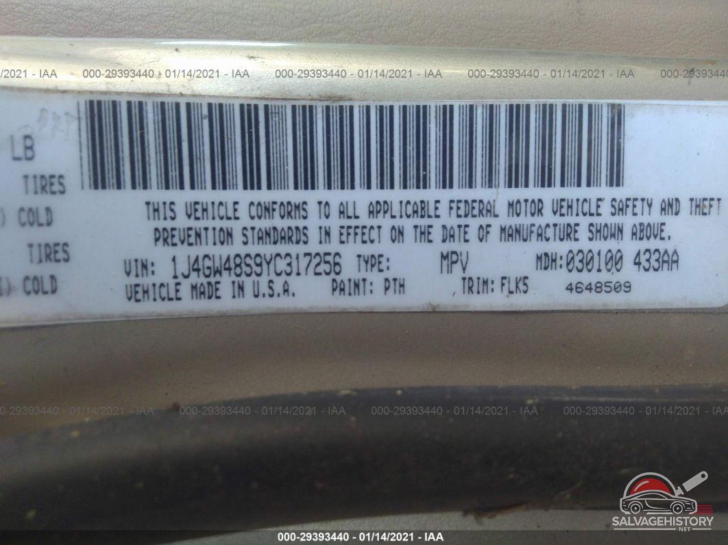 1J4GW48S9YC317256 2000 JEEP GRAND CHEROKEE photo no. 9