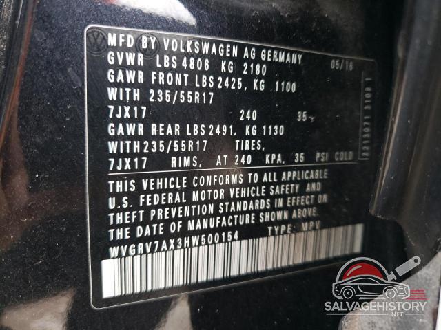 WVGRV7AX3HW500154 2017 VOLKSWAGEN TIGUAN photo no. 13