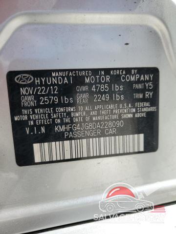 KMHFG4JG8DA228090 2013 HYUNDAI AZERA photo no. 12