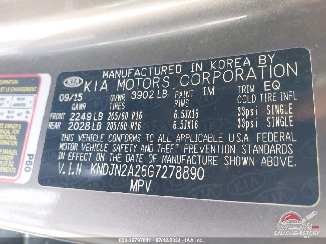 KNDJN2A26G7278890 2016 KIA SOUL photo no. 9