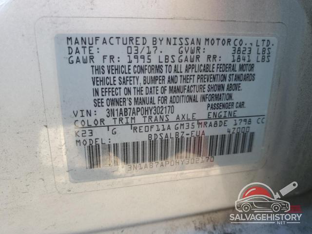 3N1AB7AP0HY302170 2017 NISSAN SENTRA photo no. 12