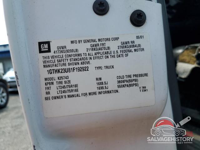 1GTHK23U81F192922 2001 GMC SIERRA photo no. 12