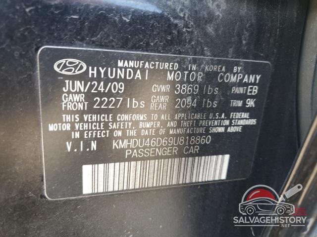 KMHDU46D69U818860 2009 HYUNDAI ELANTRA photo no. 12