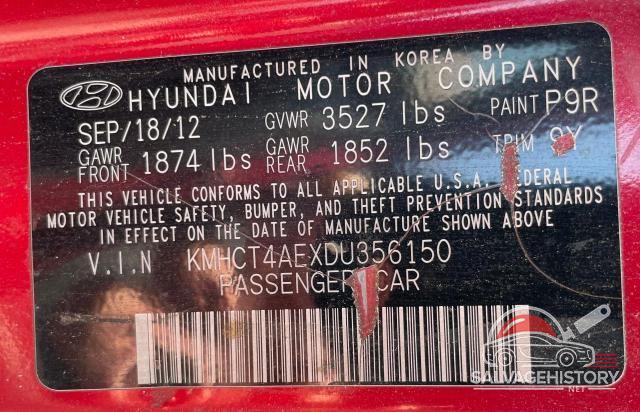 KMHCT4AEXDU356150 2013 HYUNDAI ACCENT photo no. 10
