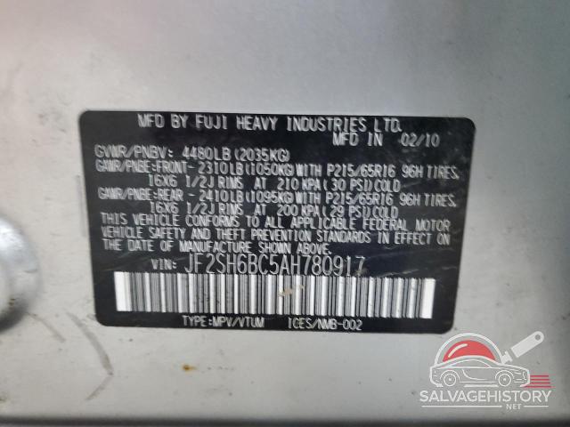 JF2SH6BC5AH780917 2010 SUBARU FORESTER photo no. 14