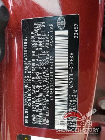 4T1BE32K44U364412 2004 TOYOTA CAMRY photo no. 13