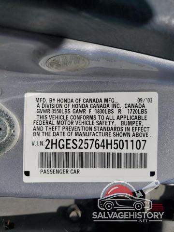 2HGES25764H501107 2004 HONDA CIVIC photo no. 12