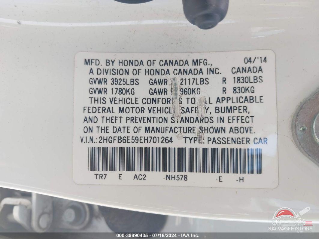 2HGFB6E59EH701264 2014 HONDA CIVIC photo no. 9