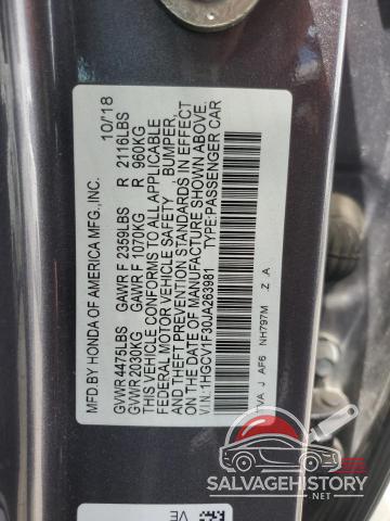 1HGCV1F30JA263981 2018 HONDA ACCORD photo no. 12
