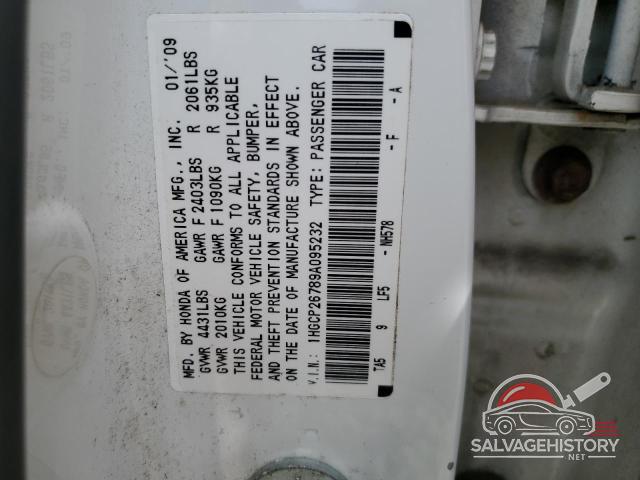 1HGCP26789A095232 2009 HONDA ACCORD photo no. 12