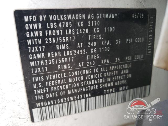 WVGAV75N29W543164 2009 VOLKSWAGEN TIGUAN photo no. 13