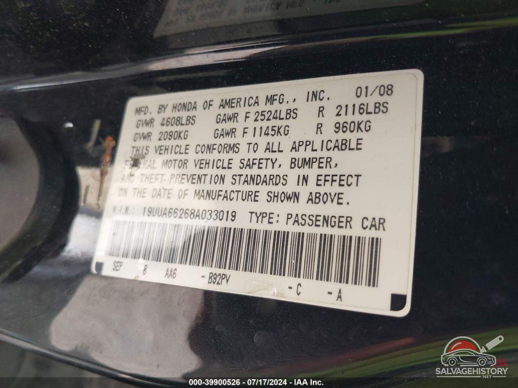 19UUA66268A033019 2008 ACURA TL photo no. 9