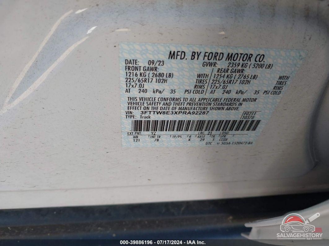 3FTTW8E3XPRA92287 2023 FORD MAVERICK photo no. 9