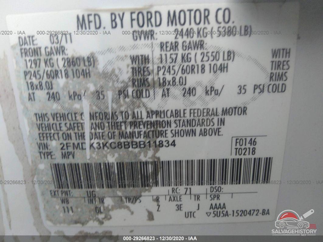 2FMDK3KC8BBB11834 2011 FORD EDGE photo no. 9