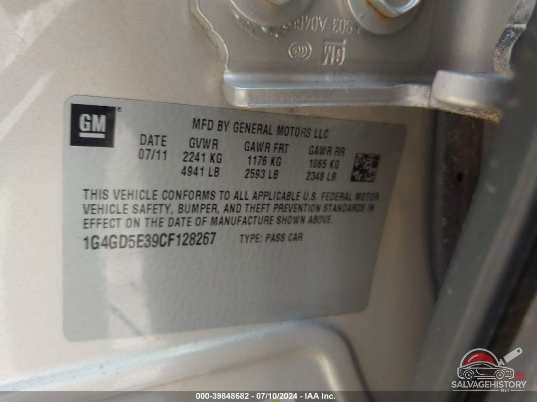 1G4GD5E39CF128267 2012 BUICK LACROSSE photo no. 9