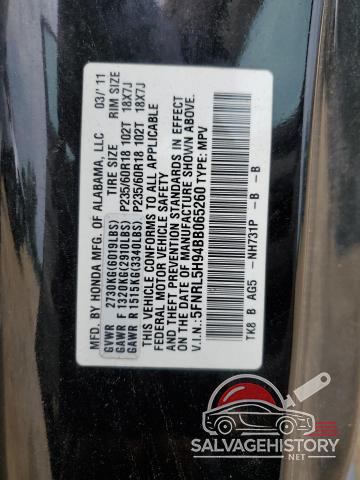 5FNRL5H94BB065260 2011 HONDA ODYSSEY photo no. 13