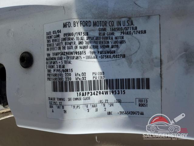 1FAFP34Z94W195315 2004 FORD FOCUS photo no. 12