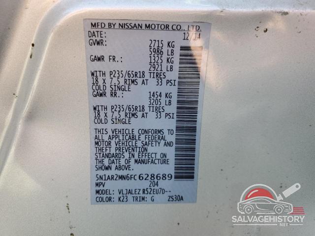 5N1AR2MN6FC628689 2015 NISSAN PATHFINDER photo no. 13