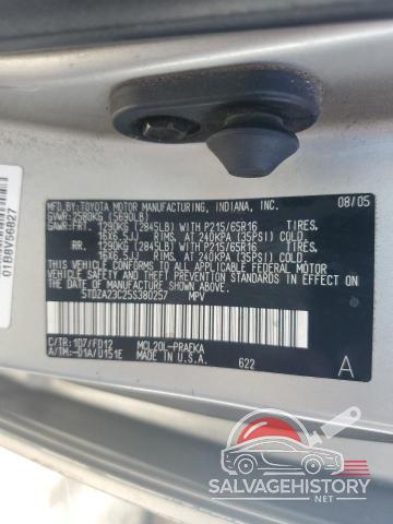 5TDZA23C25S380257 2005 TOYOTA All Models photo no. 13