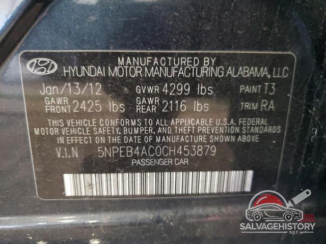 5NPEB4AC0CH453879 2012 HYUNDAI SONATA photo no. 12