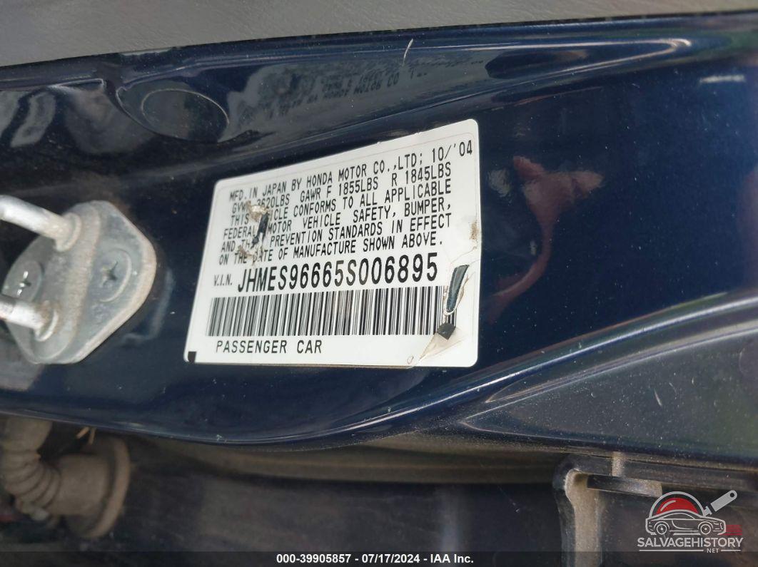 JHMES96665S006895 2005 HONDA CIVIC HYBRID photo no. 9