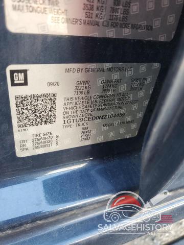 1GTU9CED0MZ104459 2021 GMC SIERRA photo no. 12