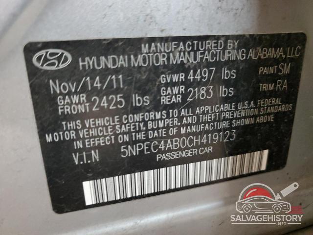 5NPEC4AB0CH419123 2012 HYUNDAI SONATA photo no. 12