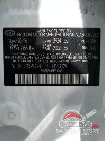5NPD74LF3HH163129 2017 HYUNDAI ELANTRA photo no. 13