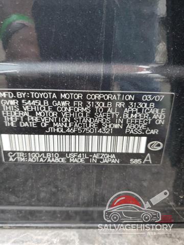 JTHGL46F575014321 2007 LEXUS LS460 photo no. 12