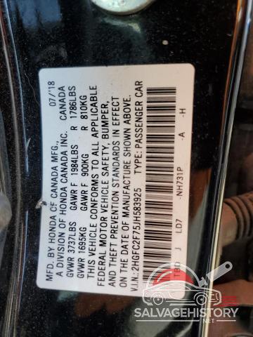 2HGFC2F75JH583925 2018 HONDA CIVIC photo no. 12